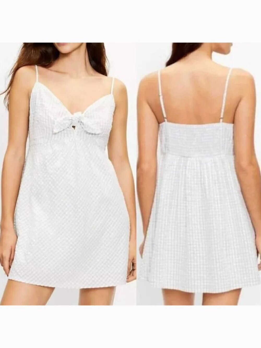 ANN TAYLOR LOFT Beach Gingham Tie Front Romper Light Green White Sleeveless XXL